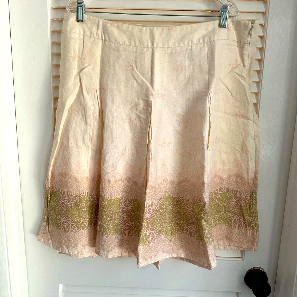 Merona Natural & Floral Linen Skirt, Size 18